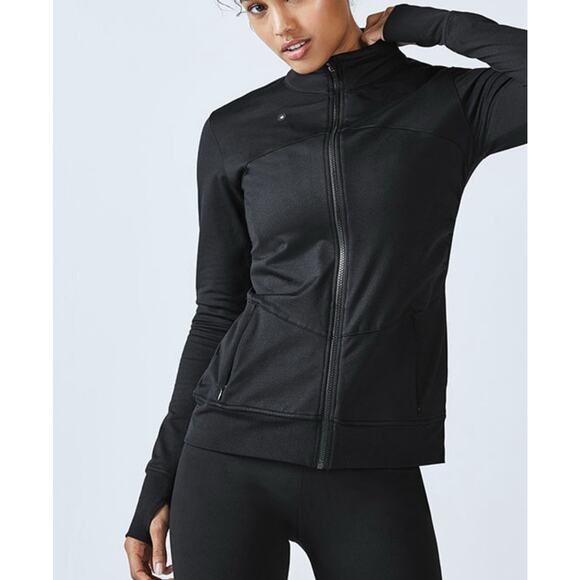 NWT Fabletics Kira Jacket Running For Cover White Full Zip Media Hole Sz XXL - Picture 9 of 11